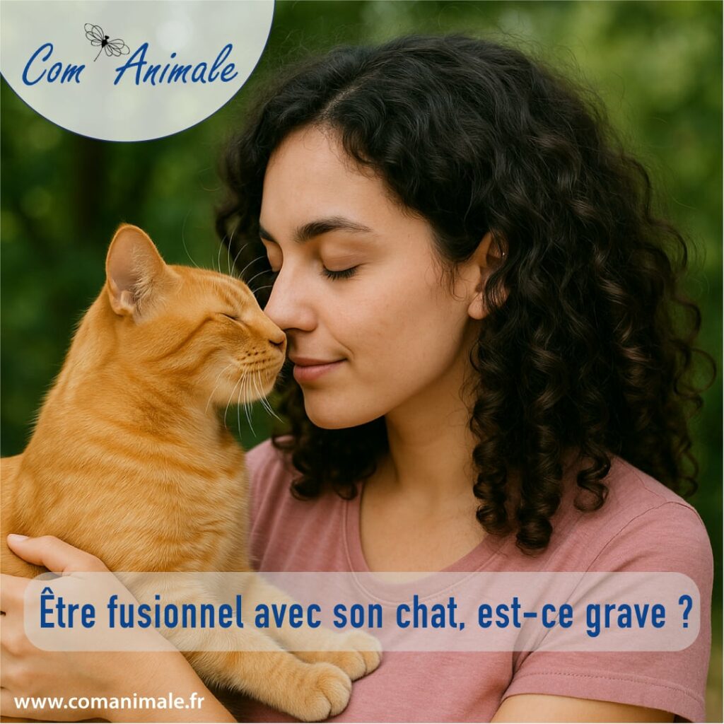 photo d'un chat fusionnel avec une femme