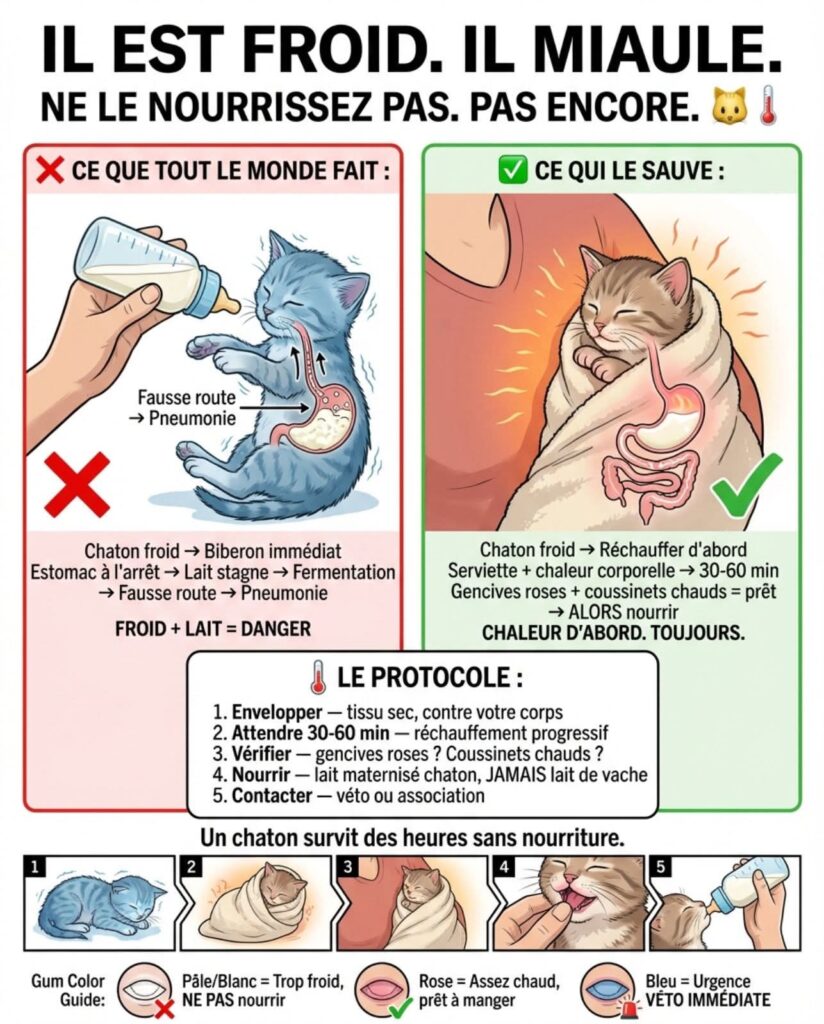 bande dessinée qui explique comment prendre en charge un chaton trouvé