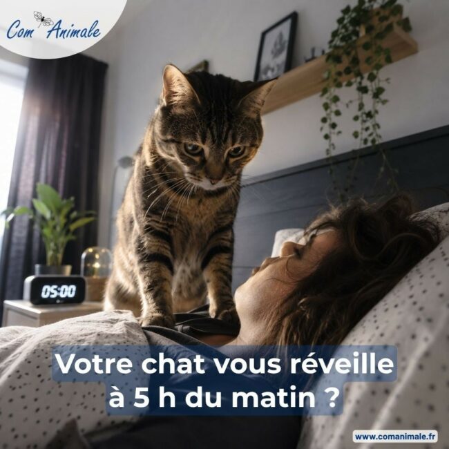 photomontage d'un chat tigré qui est sur son humain qui dort